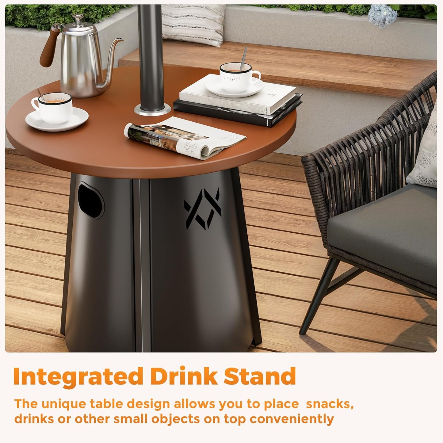 50,000 BTU Outdoor Heaters for Patio with round Table Design, Premium 304 Stainless Steel Burner, Triple Protection System Propane Patio Heater for Porch Garden, Residential & Commercial Use