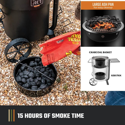 Bronco Pro 21.5 In. Heavy Duty Charcoal Drum Smoker and Grill with 366 Sq. In. Cooking Area in Black