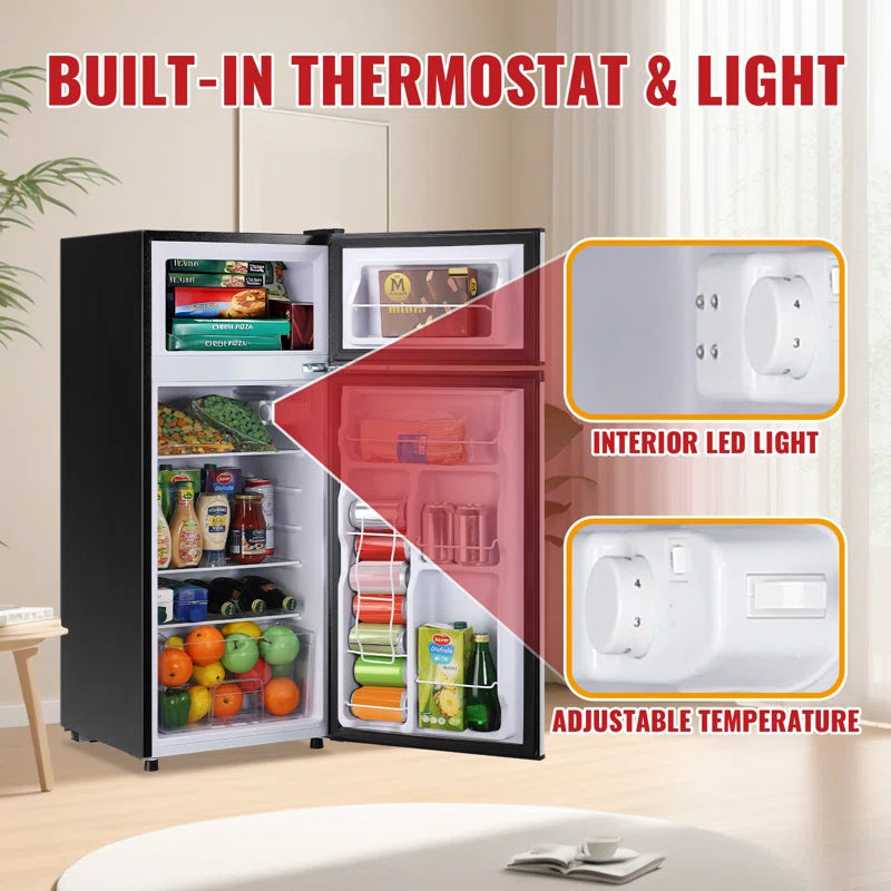 4.5 Cu.Ft Mini Fridge with Freezer Mini Fridge with Adjustable Shelves Small Refrigerator with 2-Door for Home, Kitchen, Office and Bedroom