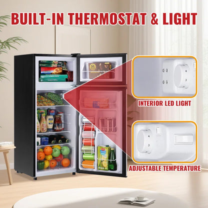 4.5 Cu.Ft Mini Fridge with Freezer Mini Fridge with Adjustable Shelves Small Refrigerator with 2-Door for Home, Kitchen, Office and Bedroom