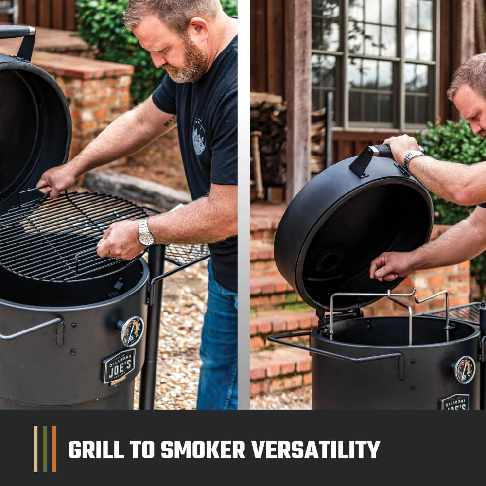 Bronco Pro 21.5 In. Heavy Duty Charcoal Drum Smoker and Grill with 366 Sq. In. Cooking Area in Black