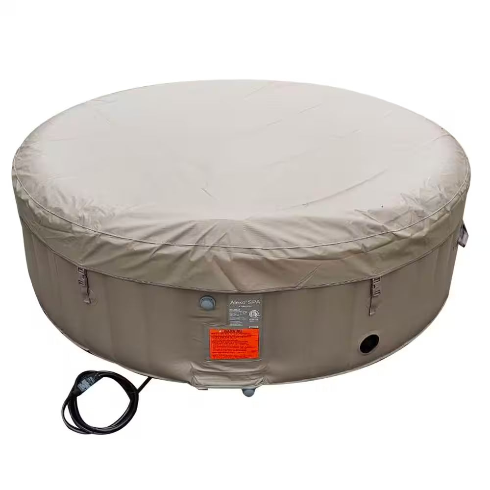 6-Person 130-Jet round Inflatable Hot Tub in Grey inside and Brown outside - 265 Gal.