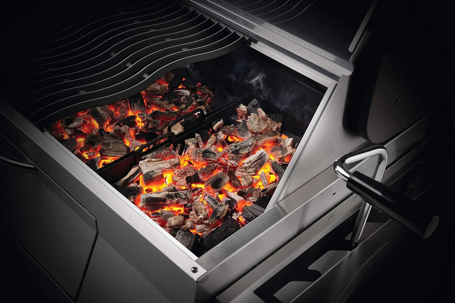 Stainless Steel PRO 605 Charcoal Professional BBQ Grill - PRO605CSS - Professional Style Charcoal Barbecue Grill, Full Size Cart Model Charcoal BBQ, Smoker Charcoal BBQ