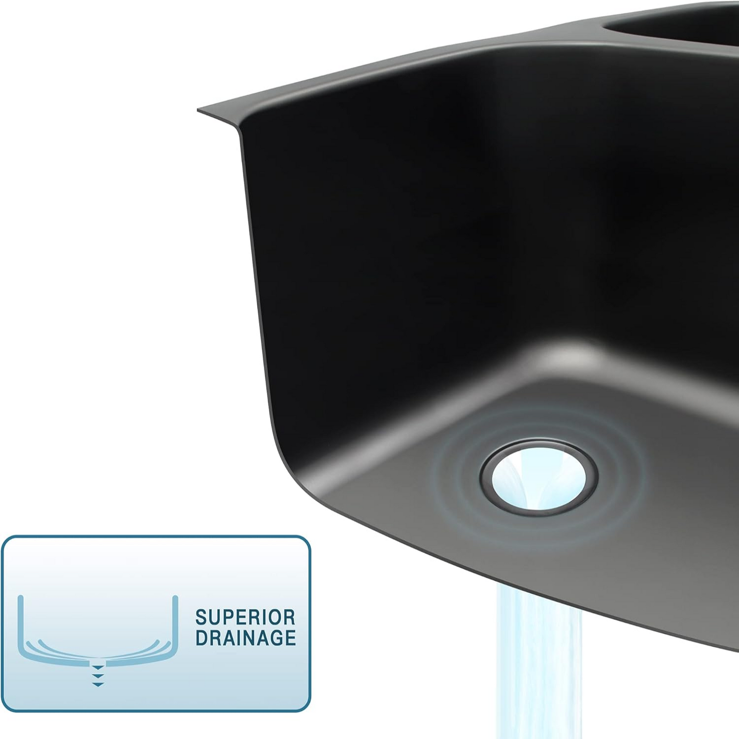 32 Inch Black Kitchen Sink, Double Bowl Kitchen Sink, Undermount Kitchen Sink Stainless Steel, Black Oval Kitchen Sink with Sleek Roun Corner for Easy Cleaning and Two Sink Strainers