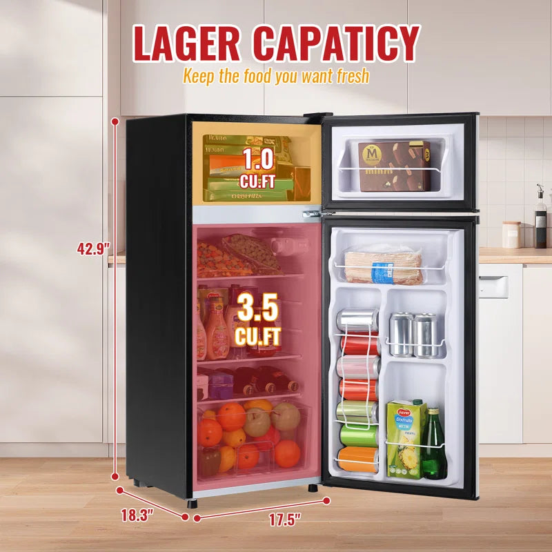 4.5 Cu.Ft Mini Fridge with Freezer Mini Fridge with Adjustable Shelves Small Refrigerator with 2-Door for Home, Kitchen, Office and Bedroom