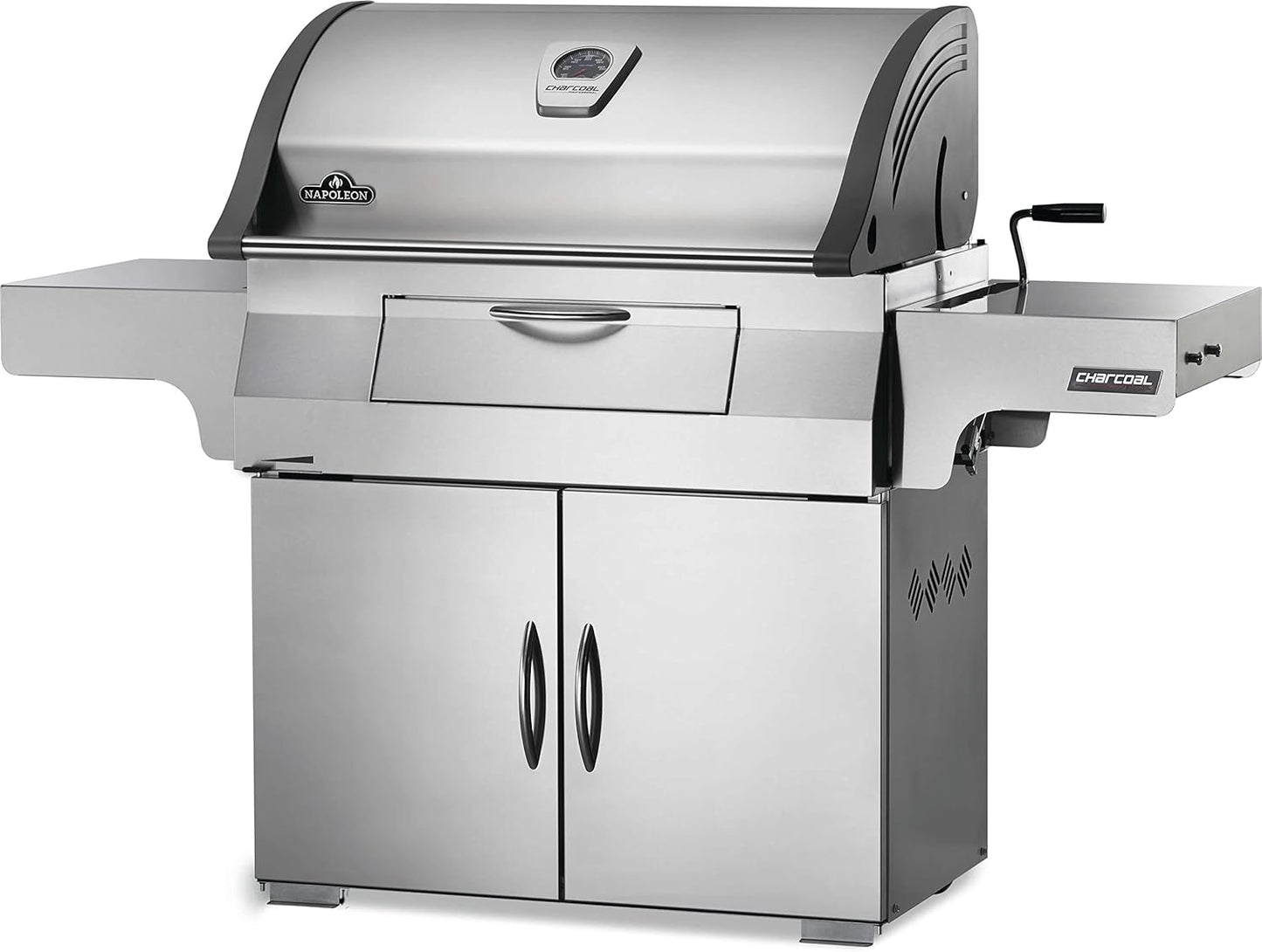 Stainless Steel PRO 605 Charcoal Professional BBQ Grill - PRO605CSS - Professional Style Charcoal Barbecue Grill, Full Size Cart Model Charcoal BBQ, Smoker Charcoal BBQ