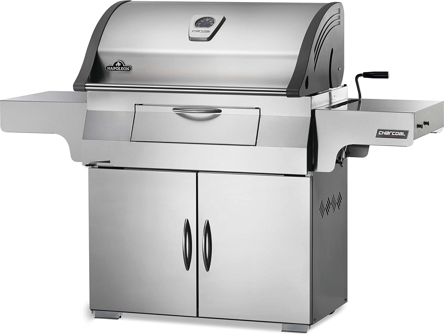Stainless Steel PRO 605 Charcoal Professional BBQ Grill - PRO605CSS - Professional Style Charcoal Barbecue Grill, Full Size Cart Model Charcoal BBQ, Smoker Charcoal BBQ