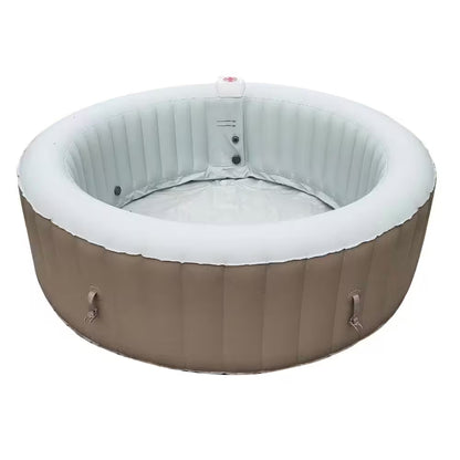 6-Person 130-Jet round Inflatable Hot Tub in Grey inside and Brown outside - 265 Gal.