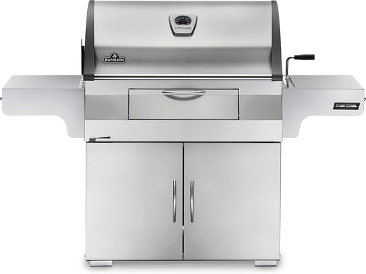 Stainless Steel PRO 605 Charcoal Professional BBQ Grill - PRO605CSS - Professional Style Charcoal Barbecue Grill, Full Size Cart Model Charcoal BBQ, Smoker Charcoal BBQ