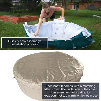 6-Person 130-Jet round Inflatable Hot Tub in Grey inside and Brown outside - 265 Gal.