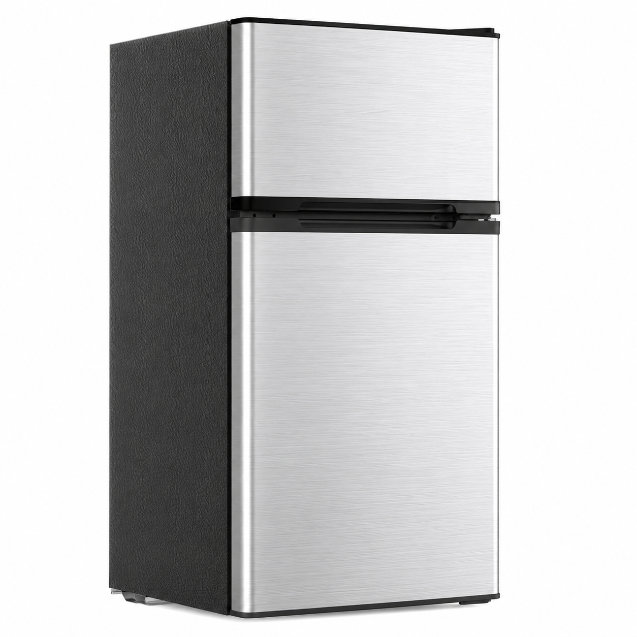 3.1 Cu.Ft Mini Fridge with Freezer, 2 Door Compact Refrigerator, Mini Fridge with Adjustable Removable Glass Shelves for Bedroom, Office, Dorm or Apartment, Stainless Steel