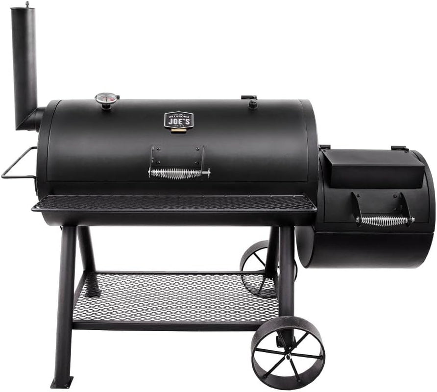 Longhorn Reverse Flow Offset Charcoal Smoker and Grill with 1060 Sq. In. Cooking Area in Black