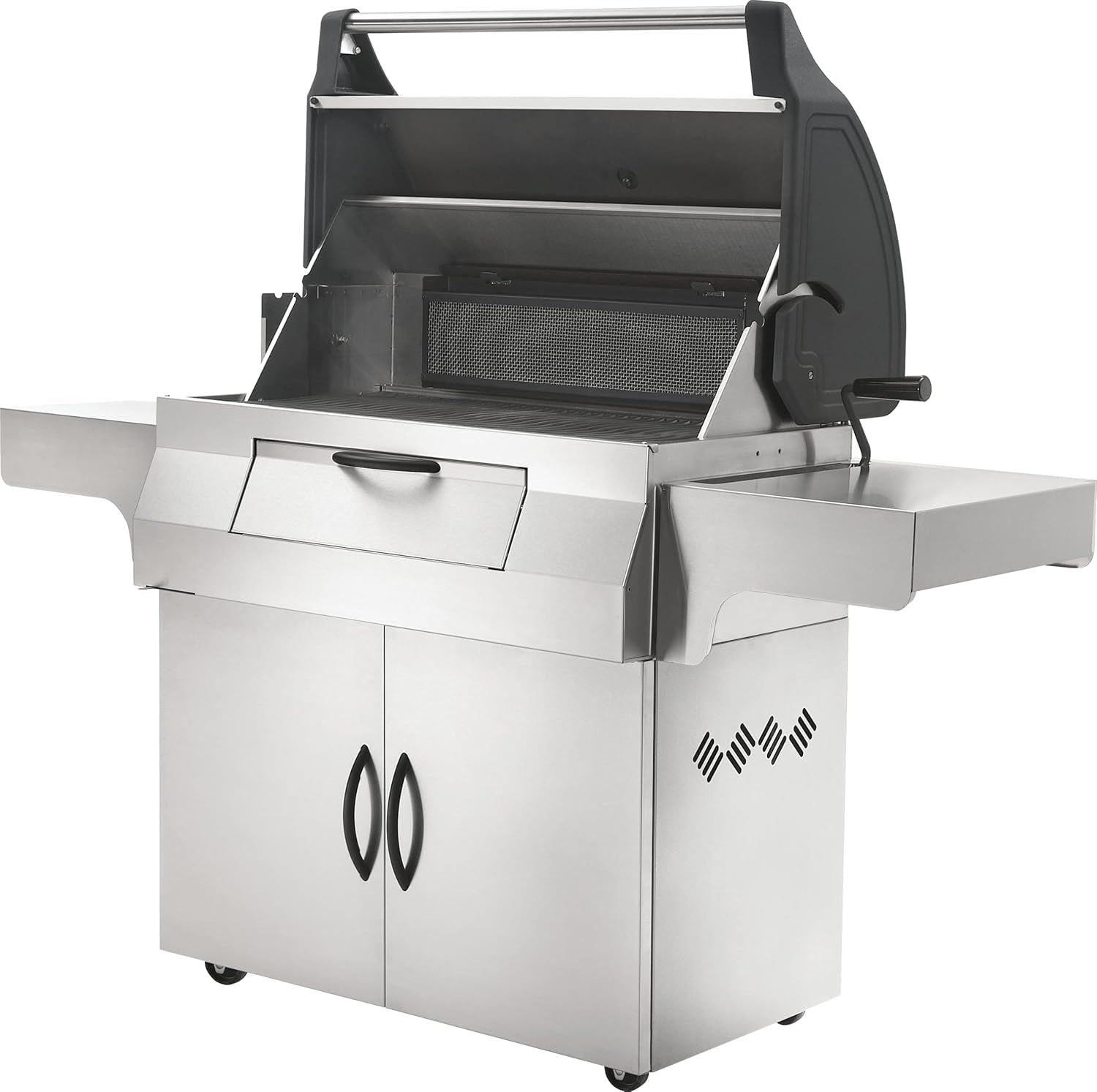 Stainless Steel PRO 605 Charcoal Professional BBQ Grill - PRO605CSS - Professional Style Charcoal Barbecue Grill, Full Size Cart Model Charcoal BBQ, Smoker Charcoal BBQ