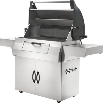 Stainless Steel PRO 605 Charcoal Professional BBQ Grill - PRO605CSS - Professional Style Charcoal Barbecue Grill, Full Size Cart Model Charcoal BBQ, Smoker Charcoal BBQ