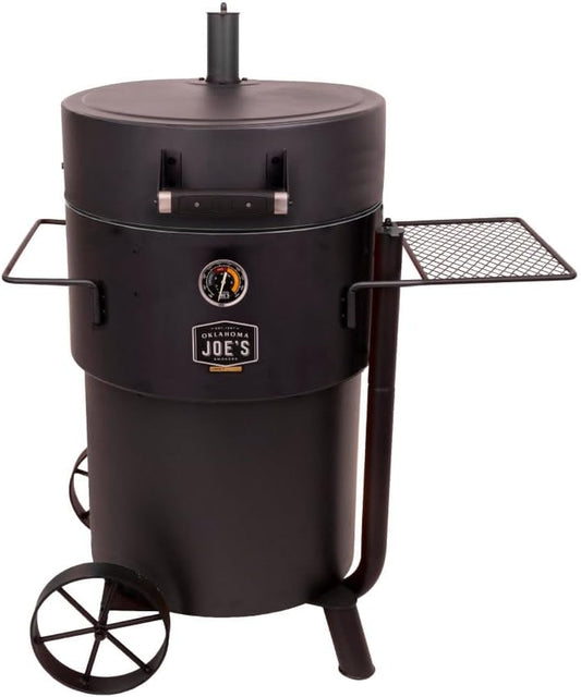 Bronco Pro 21.5 In. Heavy Duty Charcoal Drum Smoker and Grill with 366 Sq. In. Cooking Area in Black