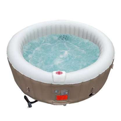 6-Person 130-Jet round Inflatable Hot Tub in Grey inside and Brown outside - 265 Gal.