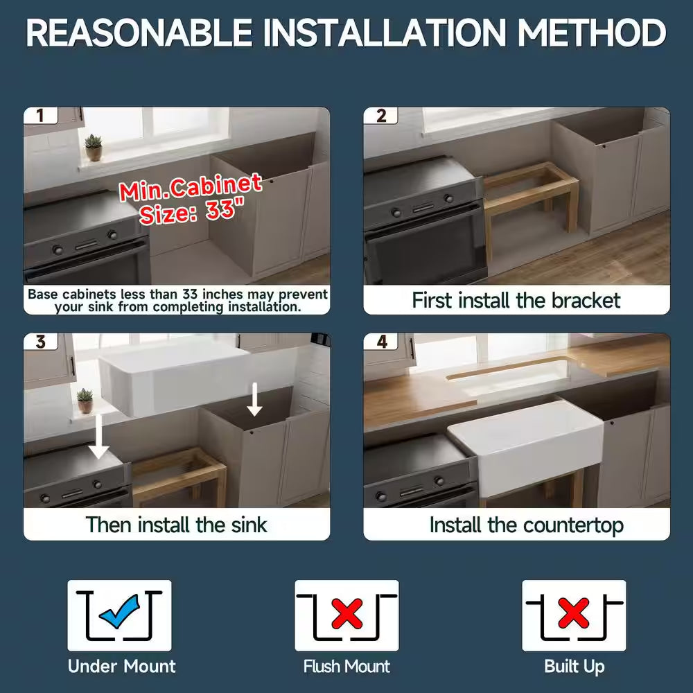 Farmhouse Sink 30 In. Single Bowl Gloss White Fireclay Kitchen Sink Apron Sink with Strainer and Bottom Grid Barn Sink