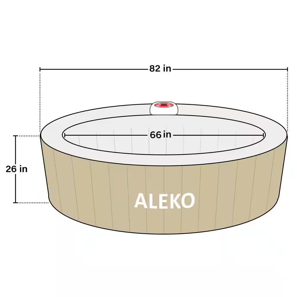 6-Person 130-Jet round Inflatable Hot Tub in Grey inside and Brown outside - 265 Gal.