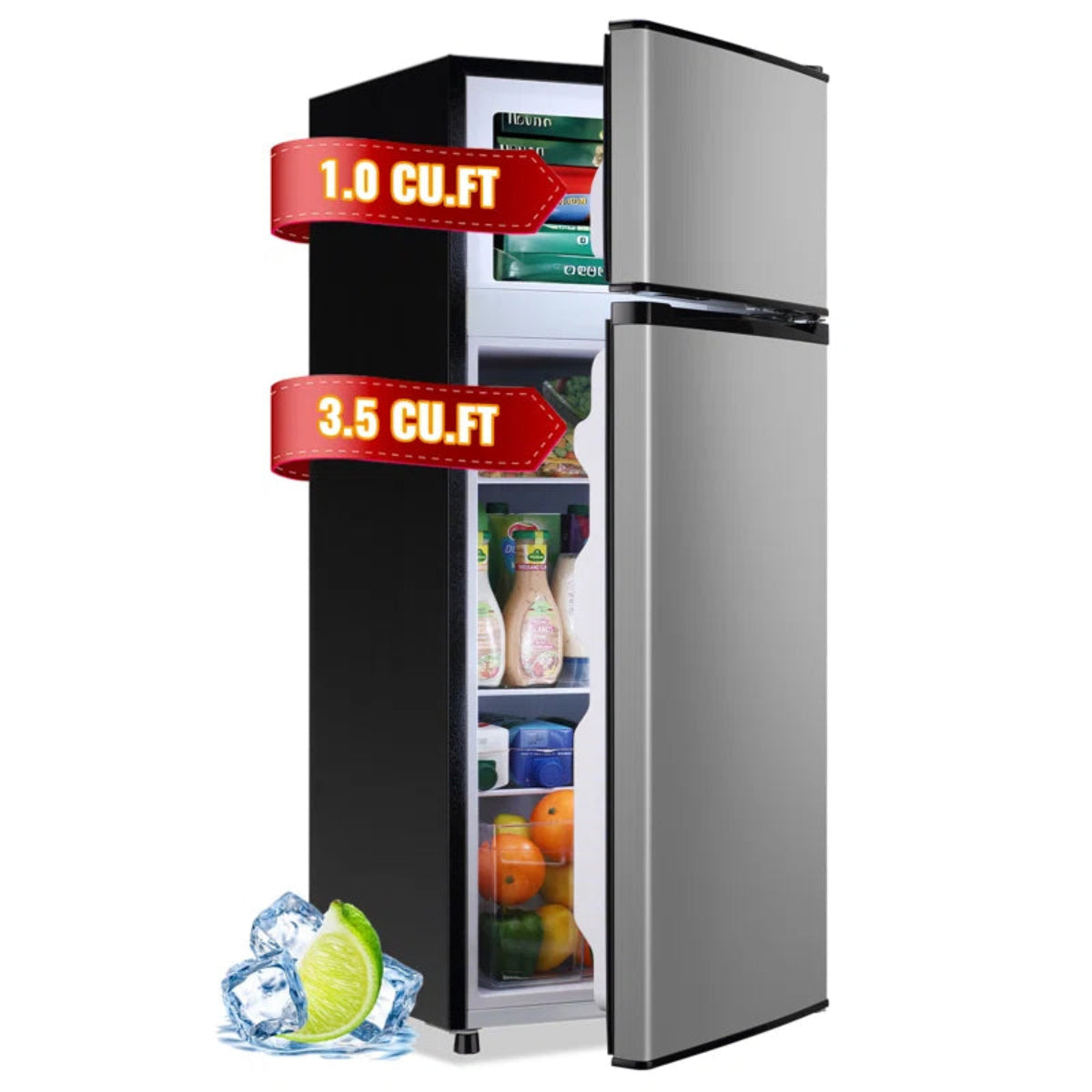 4.5 Cu.Ft Mini Fridge with Freezer Mini Fridge with Adjustable Shelves Small Refrigerator with 2-Door for Home, Kitchen, Office and Bedroom