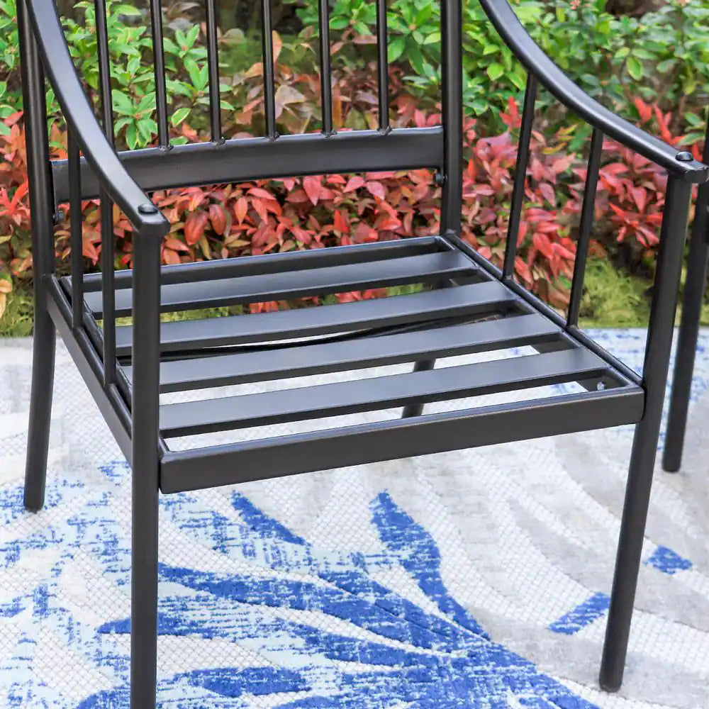 7-Piece Metal Outdoor Dining Set with Rectangle Table and Stylish Chairs with Beige Cushion